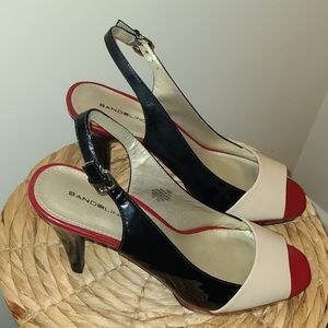 Bandolino Colorblock Peep-Toe Slingbacks. Size 10M